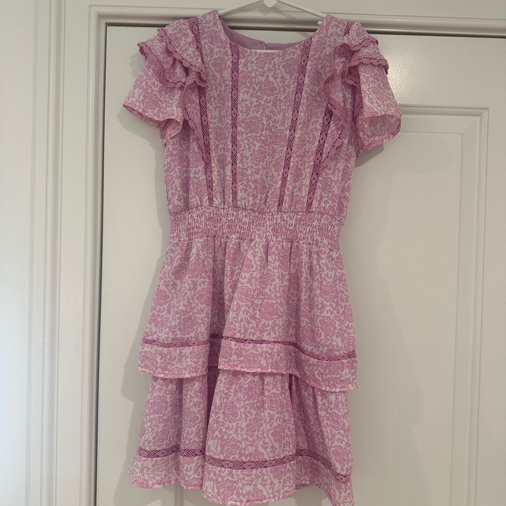 Aqua Kids Dress in Soft Pink Floral